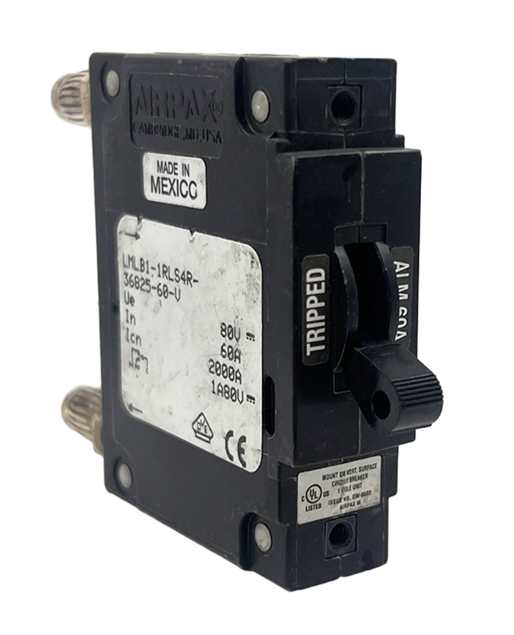 Airpax LMLB1-1RLS4R-36825-60-V Breaker 60A 80V 1P 50kA Bullet Style