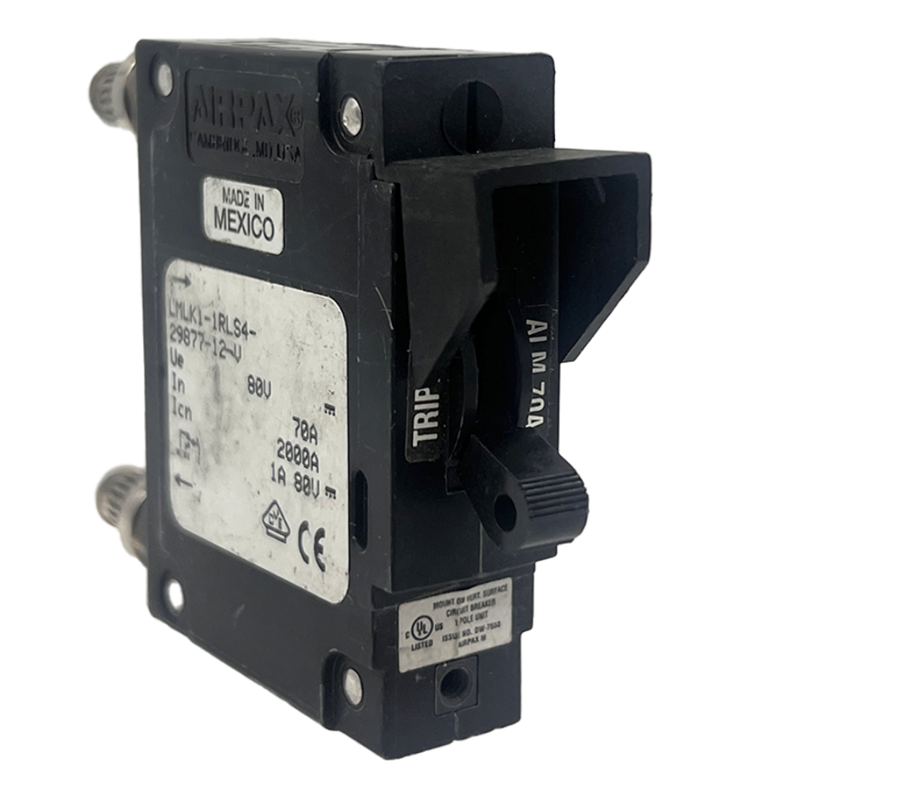 Airpax LMLK1-1RLS4-29877-12-V Breaker 70A 80V 1P 10kA Bullet Style