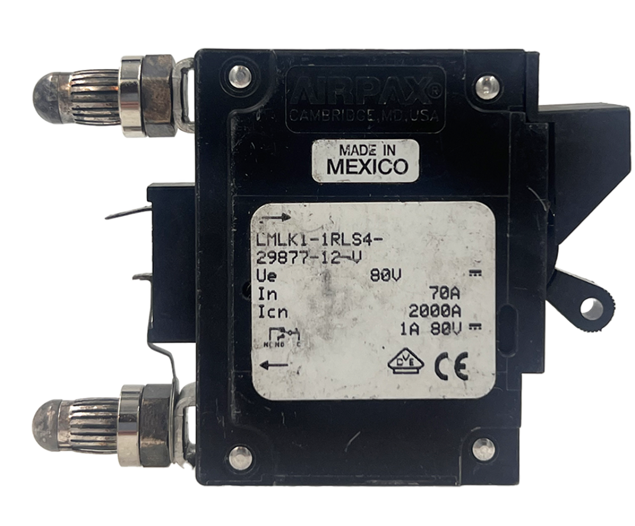 Airpax LMLK1-1RLS4-29877-12-V Breaker 70A 80V 1P 10kA Bullet Style