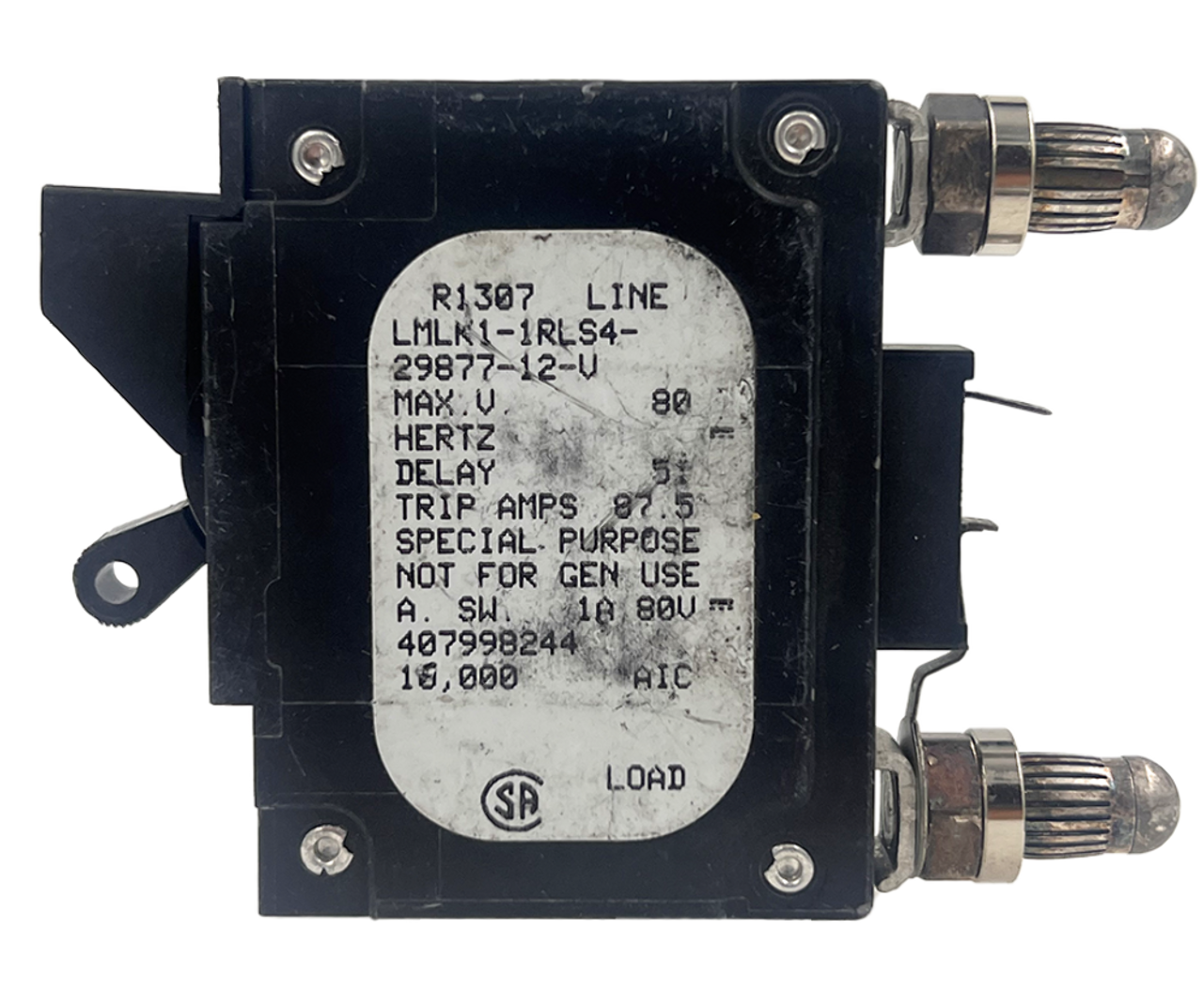Airpax LMLK1-1RLS4-29877-12-V Breaker 70A 80V 1P 10kA Bullet Style