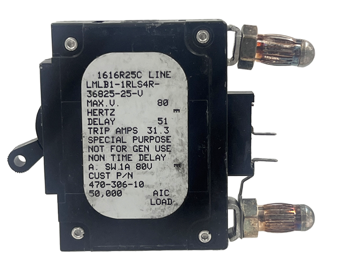 Airpax LMLB1-1RLS4R-36825-25-V Breaker 25A 80V 1P 50kA Bullet Style