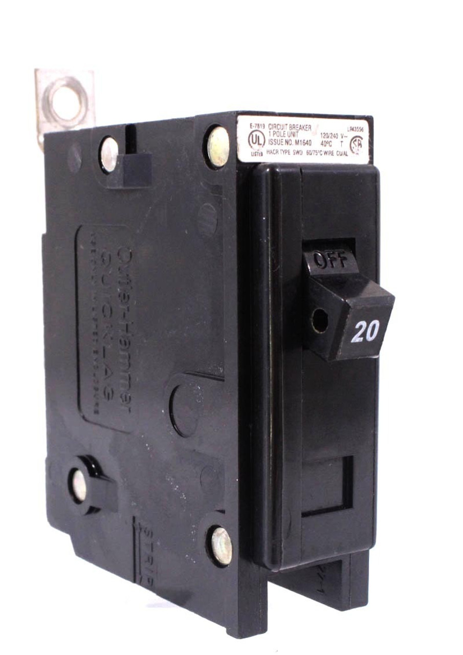 Eaton/Cutler Hammer QBHW1020 Breaker 20A 1P 120/240V 22kA Bolt-On