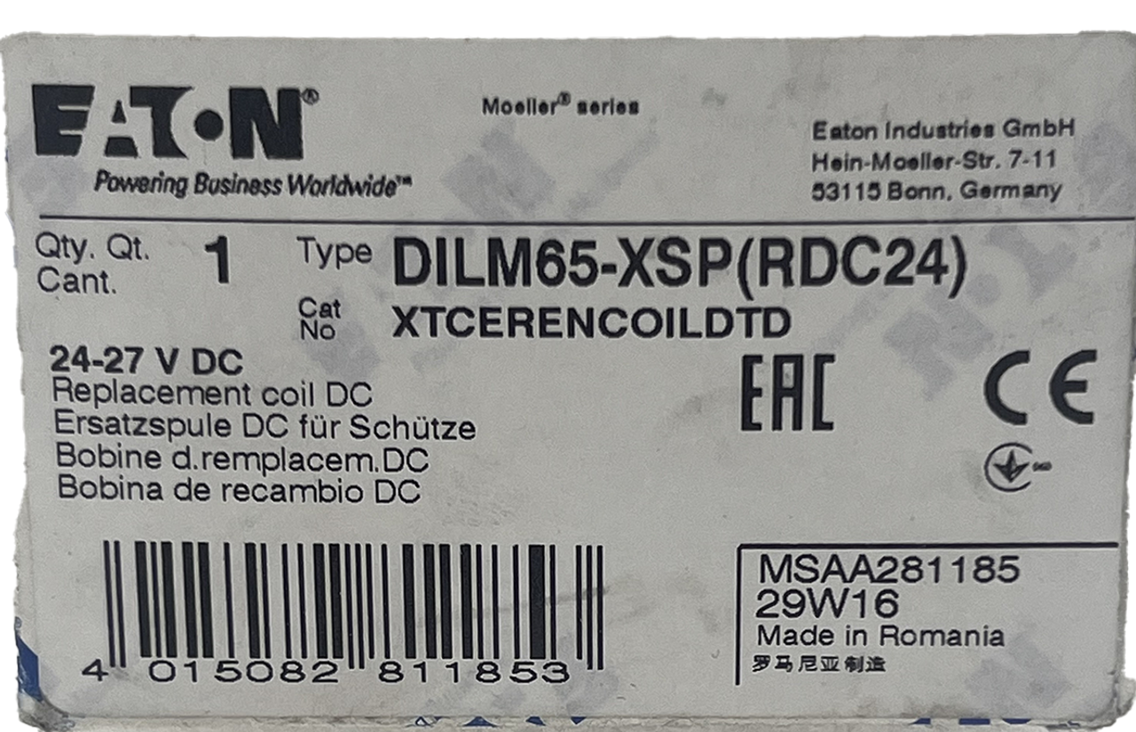 Eaton XTCERENCOILDTD Replacement Coil For XT Contactor 24V 55 mm Frame