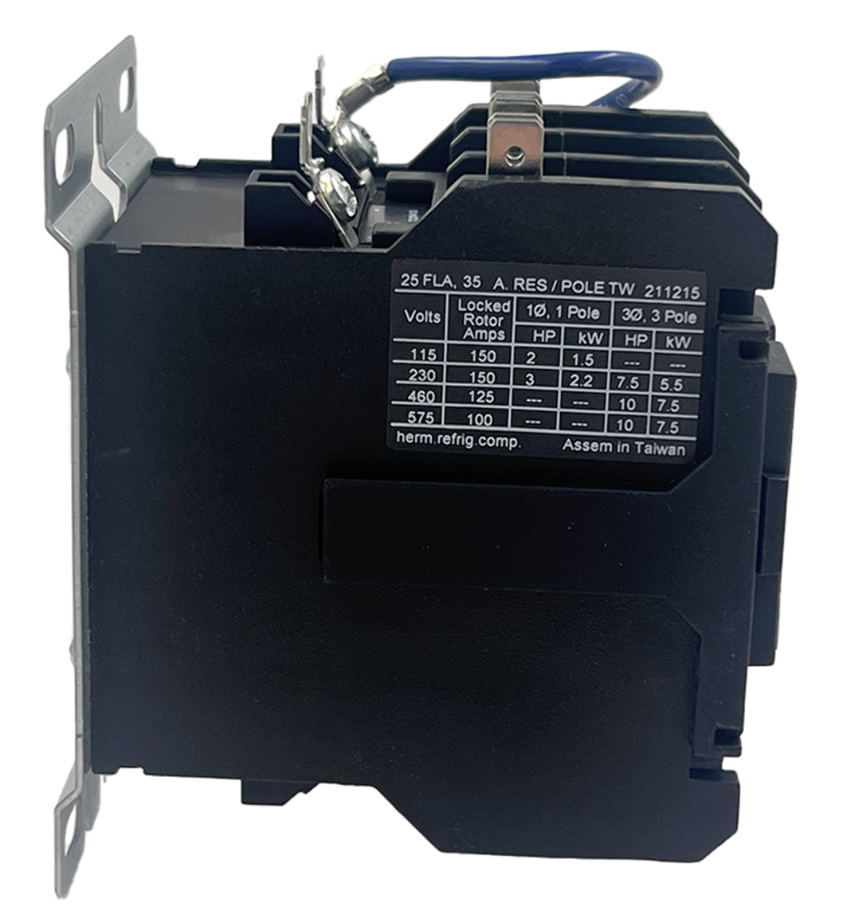 Eaton C25DND3251T Contactor 25A 24V Coil 3P Non-Reversing Metal Mounting Plate