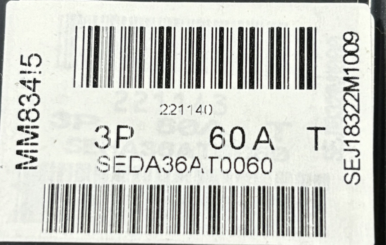 GE EZSEDA36AT0060 Breaker 60A Max 600V 3P 18kA EntellEon Panelboard Series
