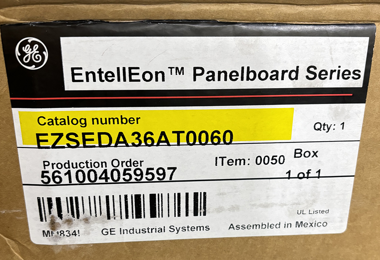 GE EZSEDA36AT0060 Breaker 60A Max 600V 3P 18kA EntellEon Panelboard Series