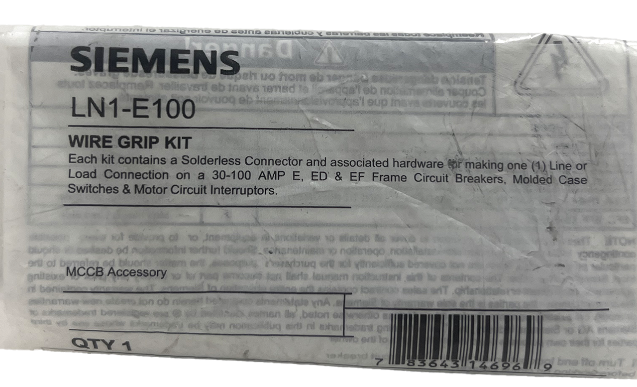 Siemens LN1-E100 Terminal Lug AL For 2/3-Pole 30A-100A E,ED, EF Frame Breaker