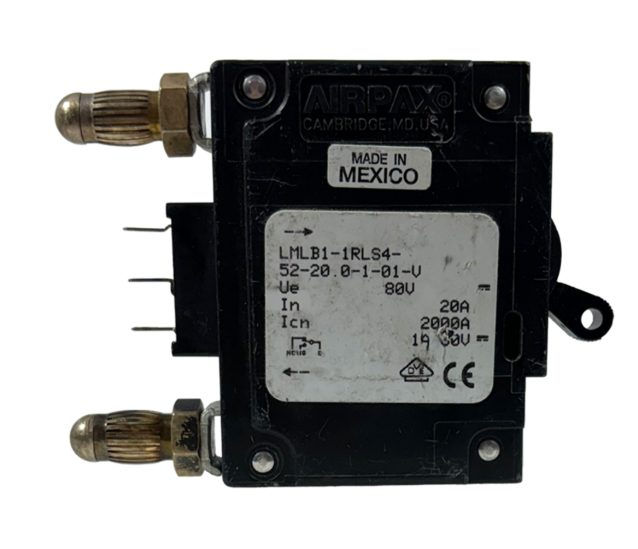 Airpax LMLB1-1RLS4-52-20.0-1-01-V Breaker 20A 80V 1P 10kA Panel Mount