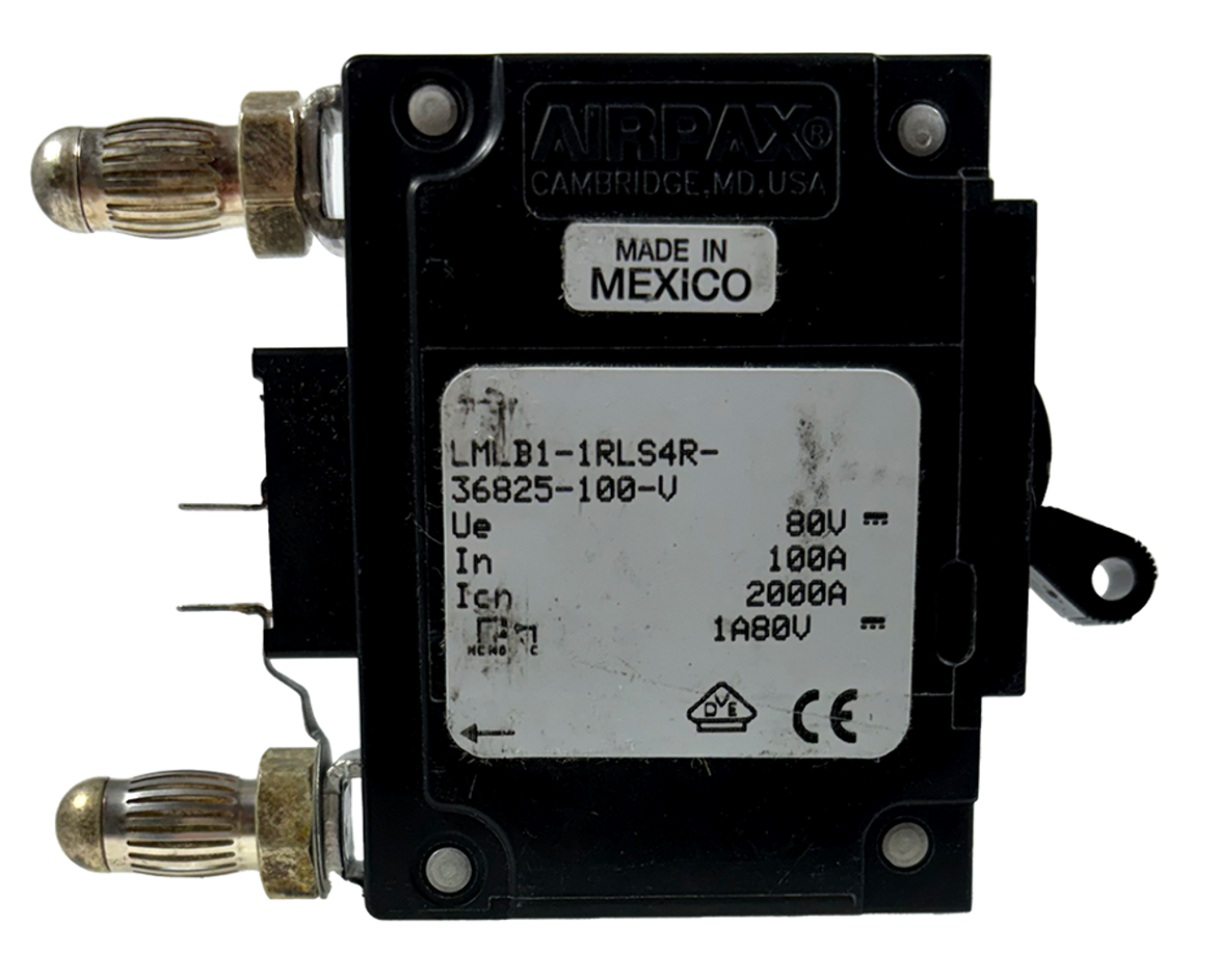 Airpax LMLB1-1RLS4R-36825-100-V Breaker 100A 80V 1P 50kA Panel Mount