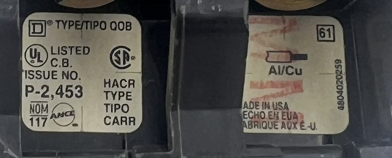 Square D QOB220 Breaker 20A 120/240V 10kA 2P Bolt-On