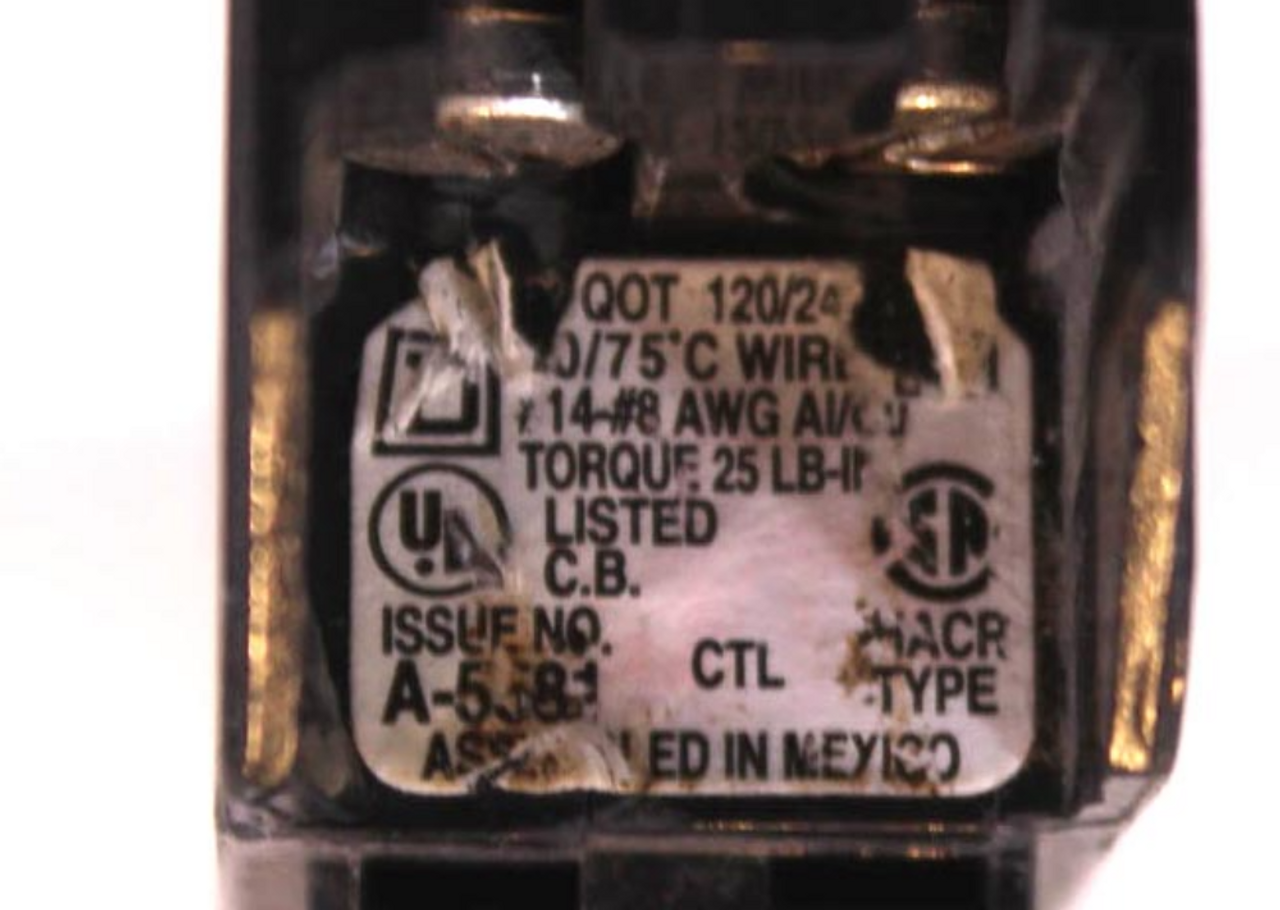 Square D QOT2020 Tandem Circuit Breaker – 20 Amp, 120/240V, 1" Plug-On – QO Series by Schneider