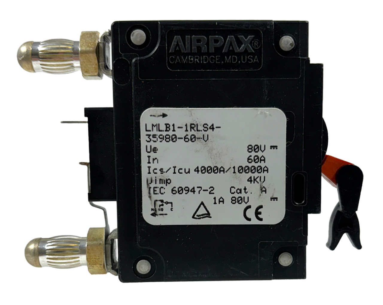 Airpax LMLB1-1RLS4-35980-60-V Breaker 60A 80V 1P 10kA Plug-In Bullet Style