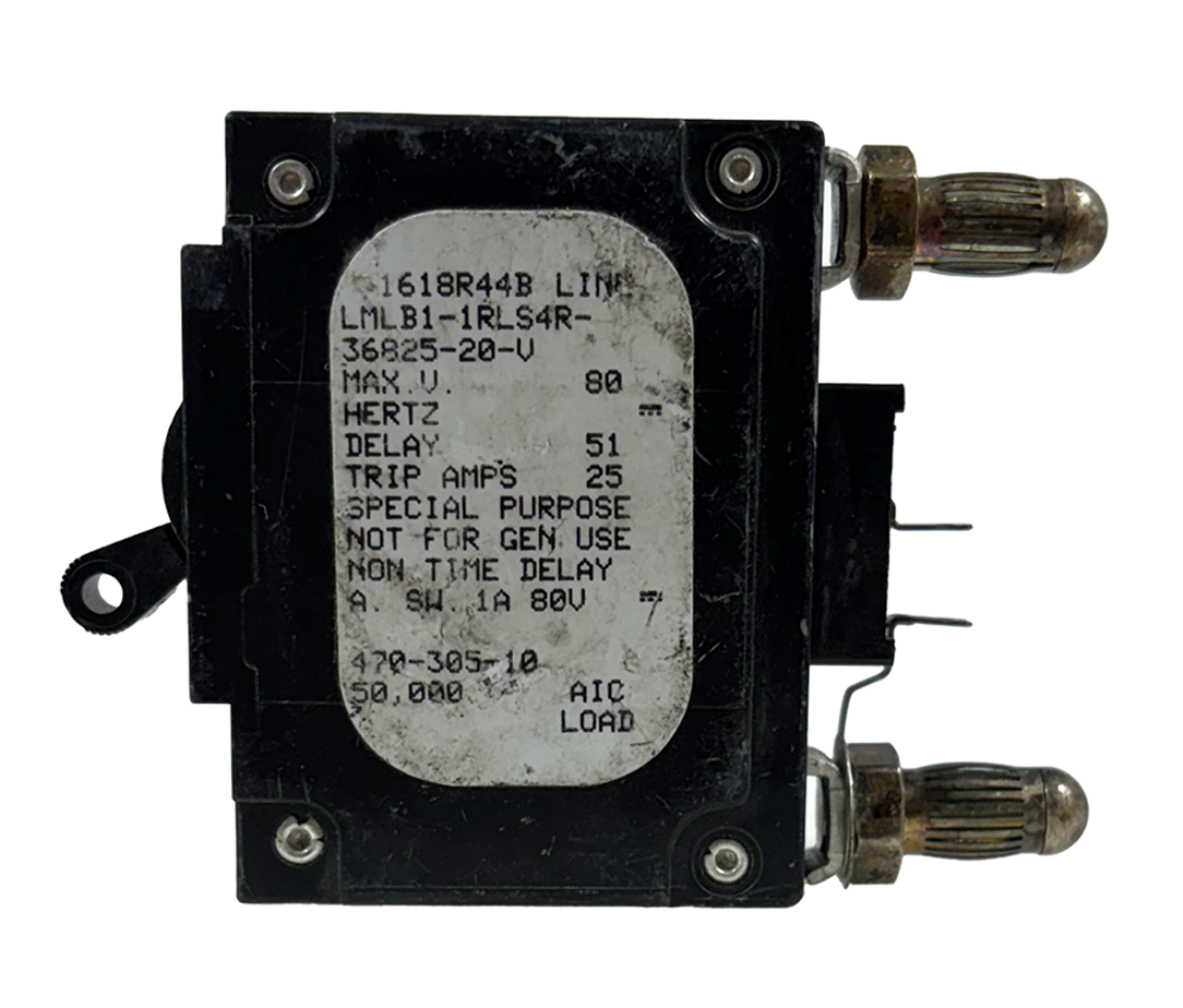 Airpax LMLB1-1RLS4R-36825-20-V Breaker 20A 80V 1P 50kA Plug-In Bullet Style