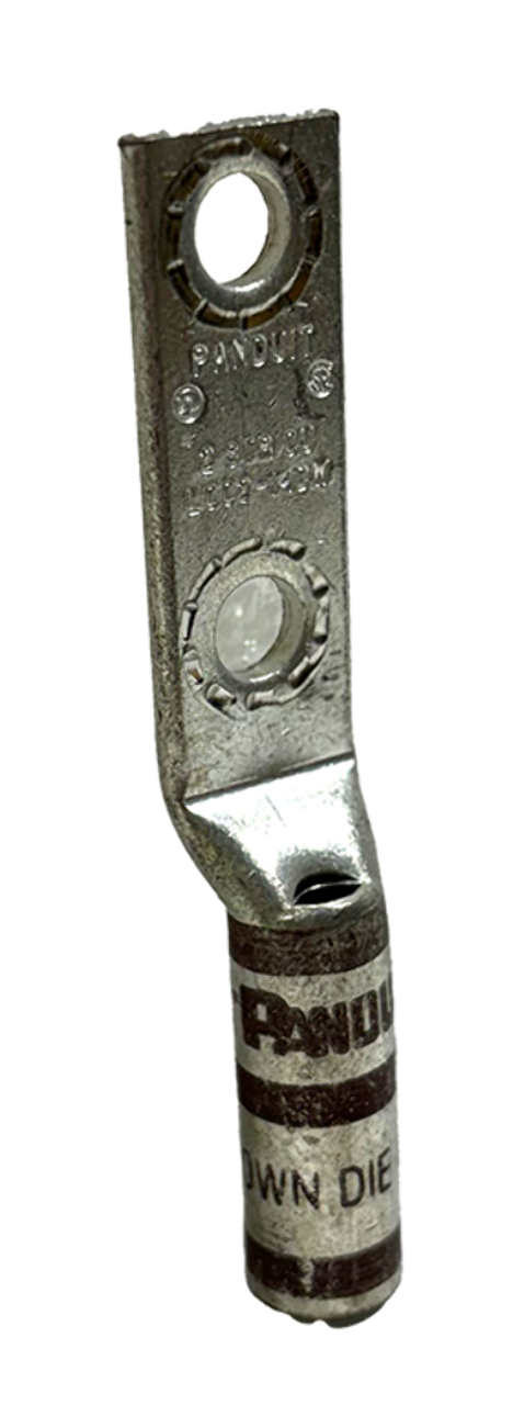 Panduit LCC2-14DW Compression Lug 2-Hole Long Barrel W/Window 2 AWG 1/4 In Stud