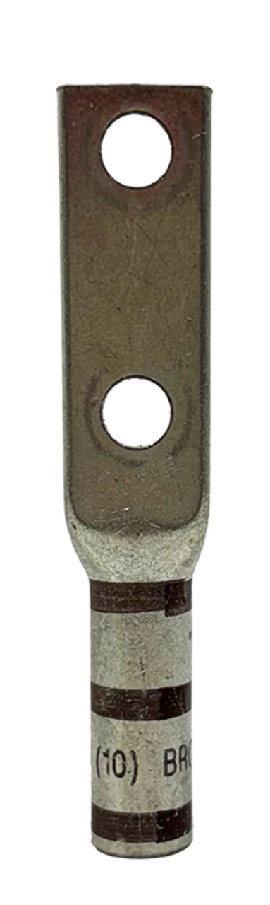Panduit LCC2-14DW Compression Lug 2-Hole Long Barrel W/Window 2 AWG 1/4 In Stud