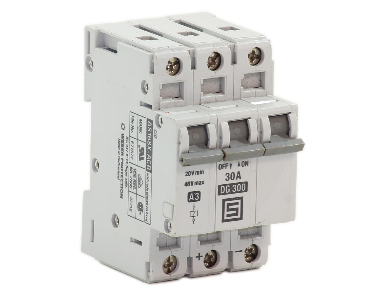 Schurter AS168X-CB2 DG300 Breaker 30A 48V 3P Din Rail