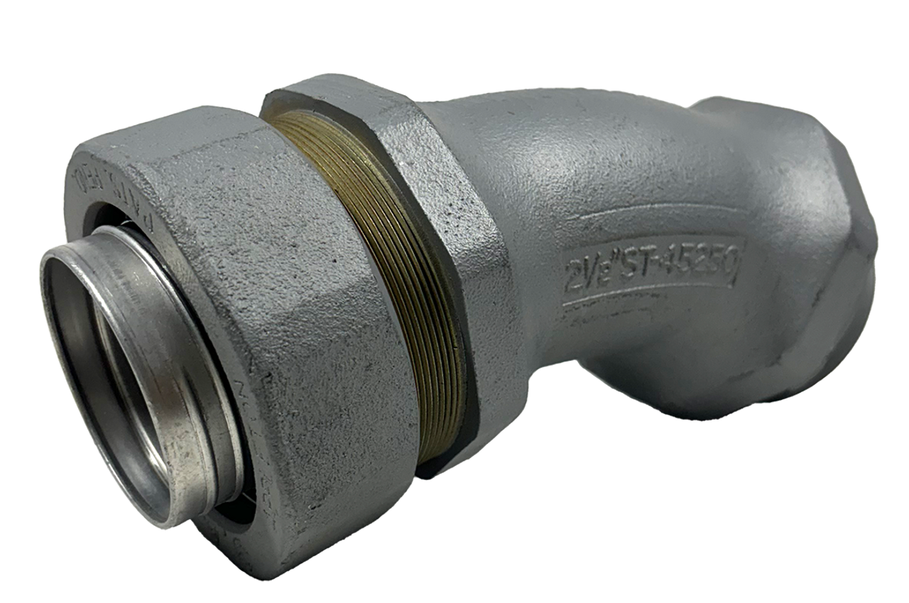 Appleton ST-45250 Liqtite Connector 2 1/2 Inch 45 Degree Pwdr Coated Malleable Iron Non-Insulated