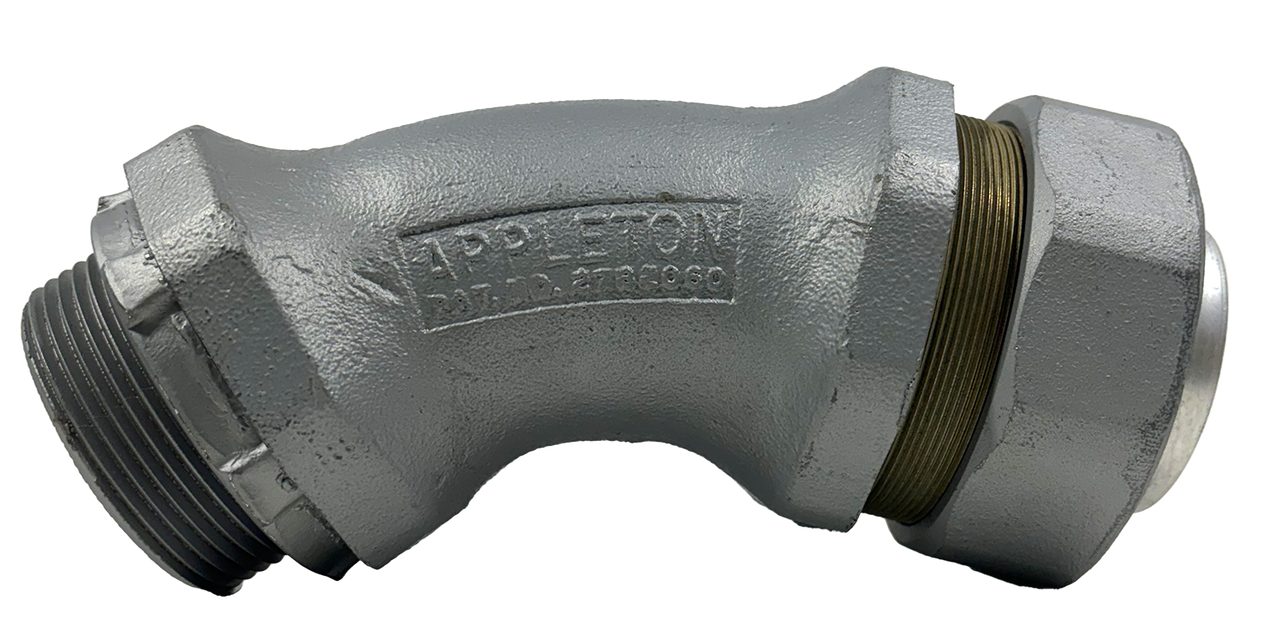Appleton ST-45250 Liqtite Connector 2 1/2 Inch 45 Degree Pwdr Coated Malleable Iron Non-Insulated