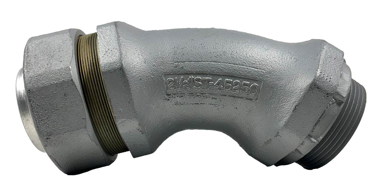 Appleton ST-45250 Liqtite Connector 2 1/2 Inch 45 Degree Pwdr Coated Malleable Iron Non-Insulated