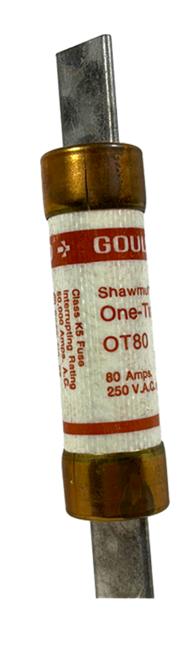 Gould OT80 Fuse 80A 250V 50kA One-Time Class K5 Fast-Acting 