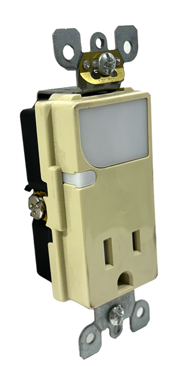 Leviton T6525-I Tamper Resistant Outlet Receptacle 15A 125V LED Guide Light Ivory