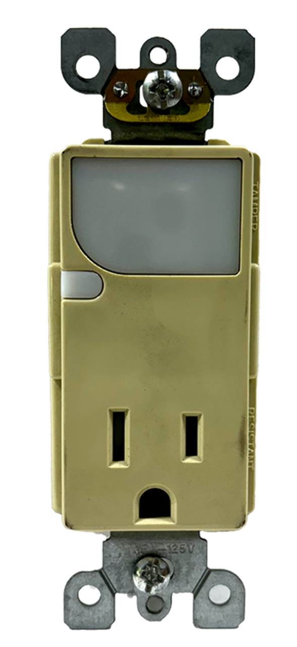 Leviton T6525-I Tamper Resistant Outlet Receptacle 15A 125V LED Guide Light Ivory