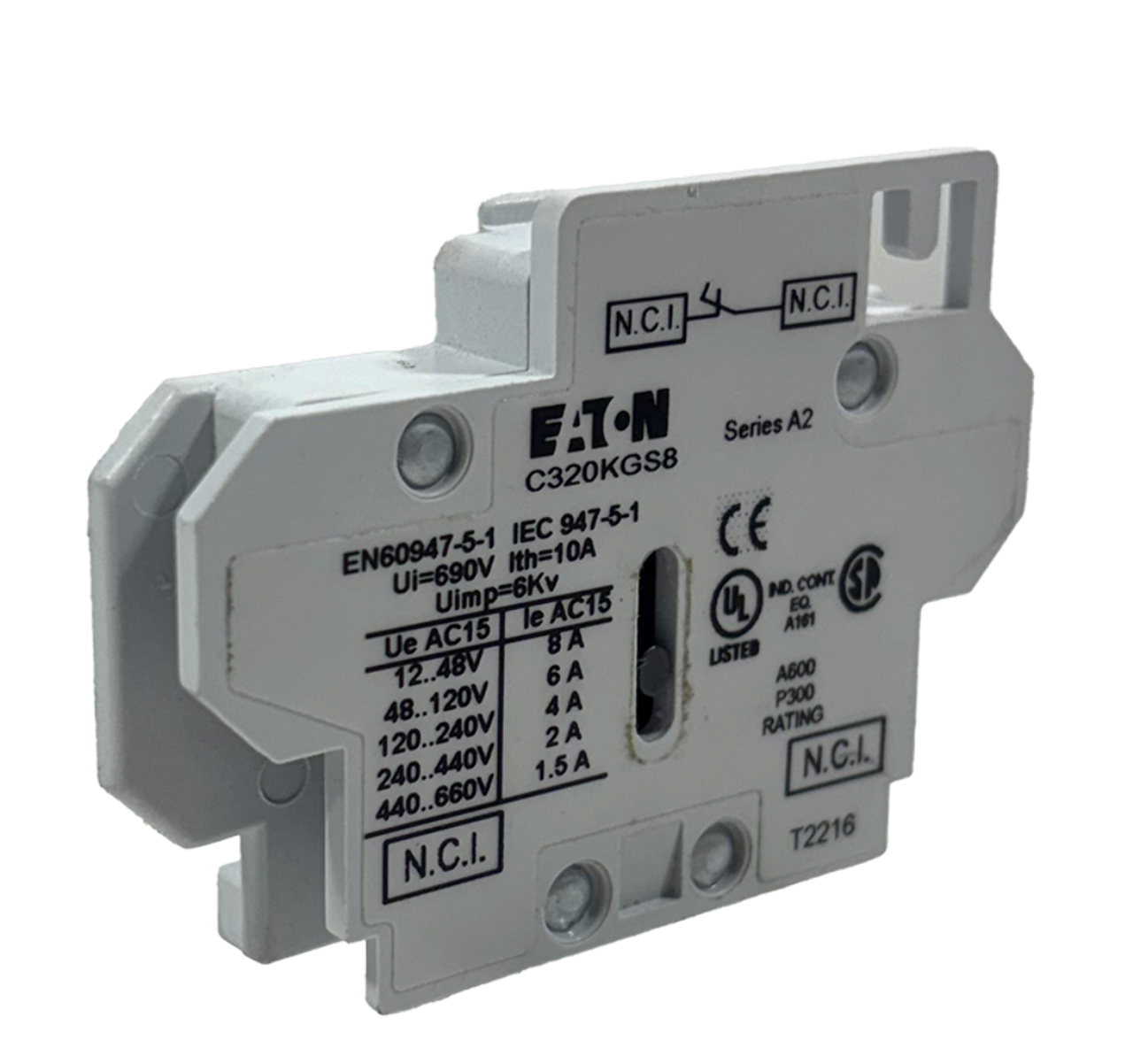 Eaton C320KGS8 Auxiliary Contact 1NCI Side Mounting Freedom Series