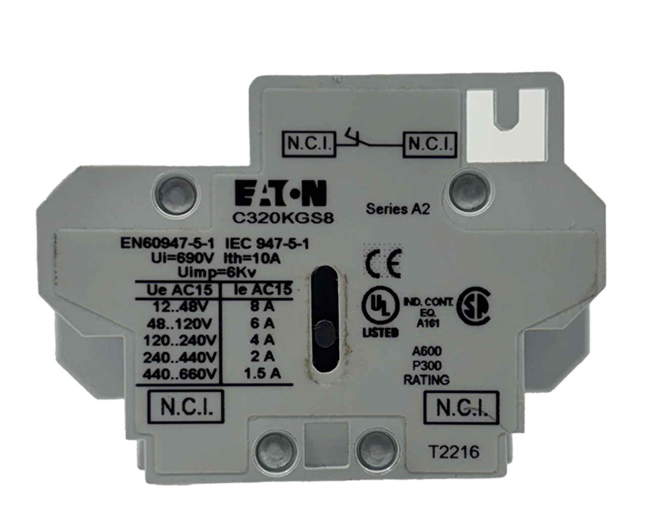 Eaton C320KGS8 Auxiliary Contact 1NCI Side Mounting Freedom Series