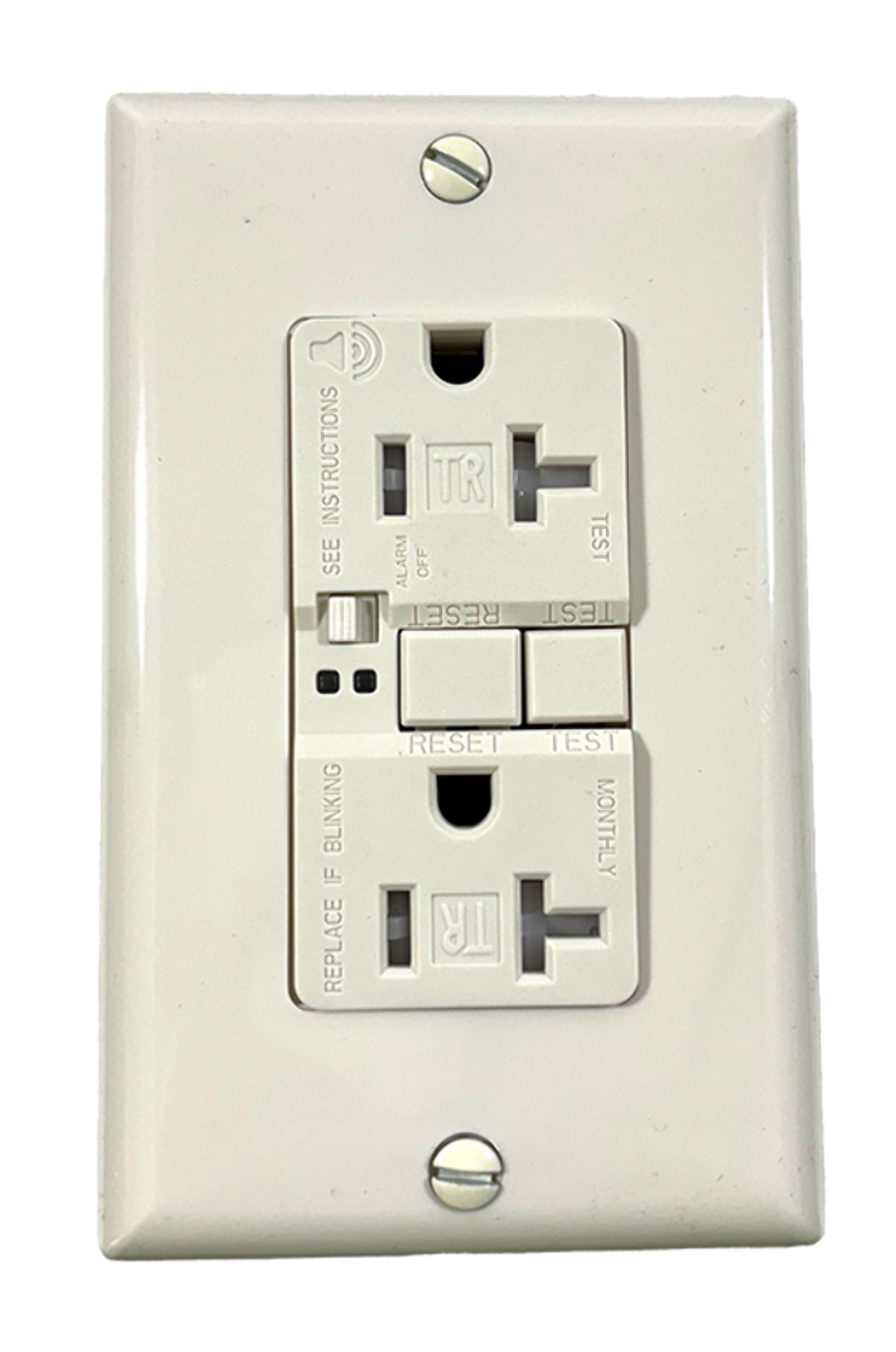 Eaton TRSGFA20LA GFCI Receptacle 20A 125V 2P 3W Grndng Self Test W/Audible Alarm