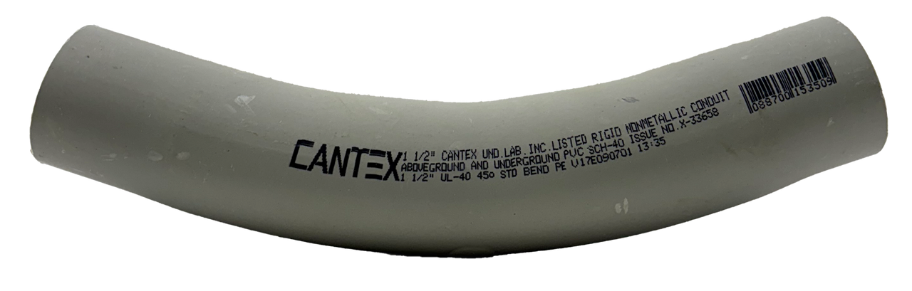 Cantex 5133767 Elbow 1 1/2 Inch 45 Degree Sch 40 PVC Gray