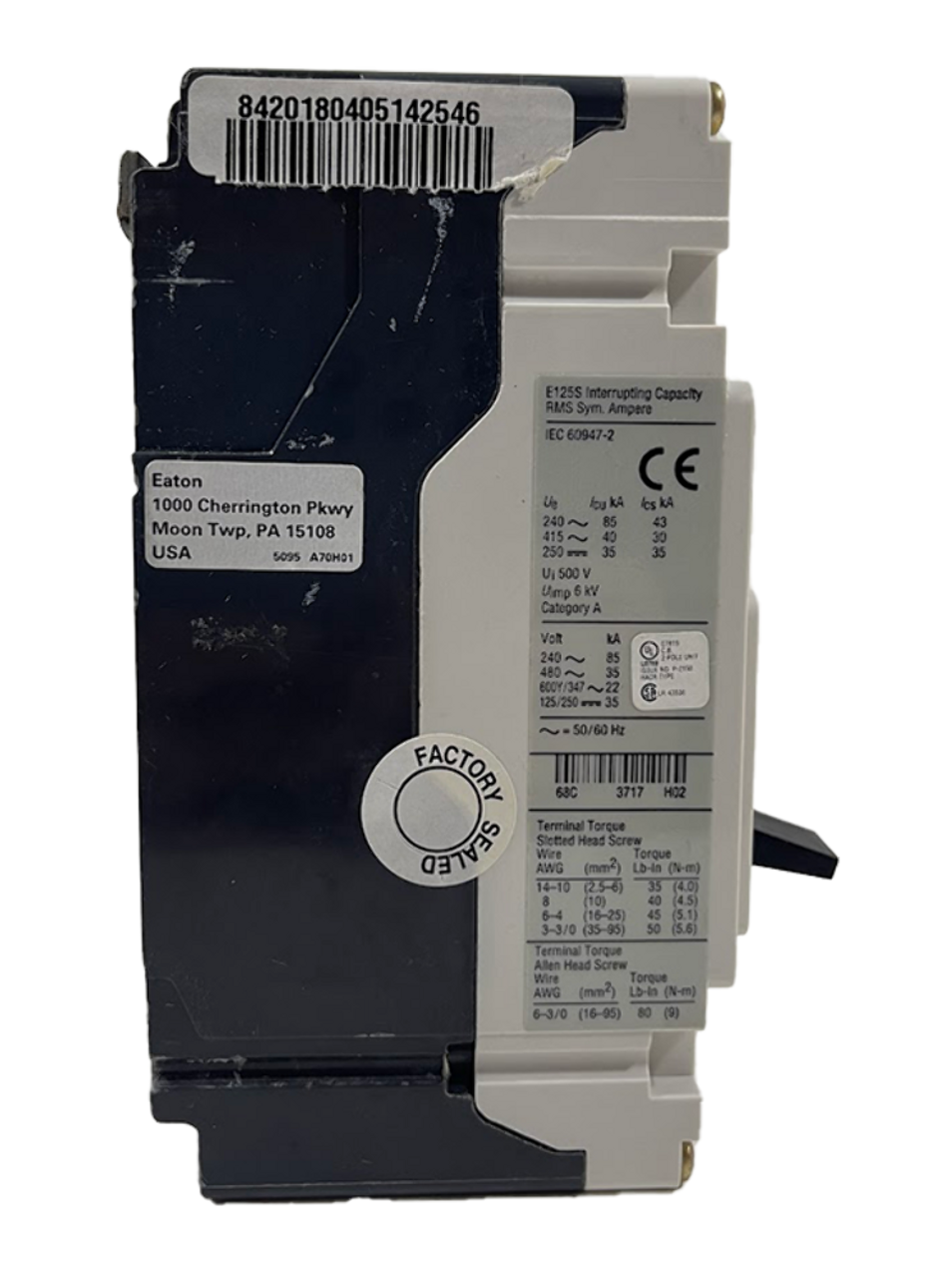 Eaton EGS2050FFB Circuit Breaker 50A 480V 2P kA
