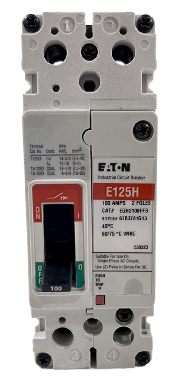 Eaton EGH2100FFB Eaton EGH2100FFB Molded Case Circuit Breakers 100A 2P 600Y/347 Vac