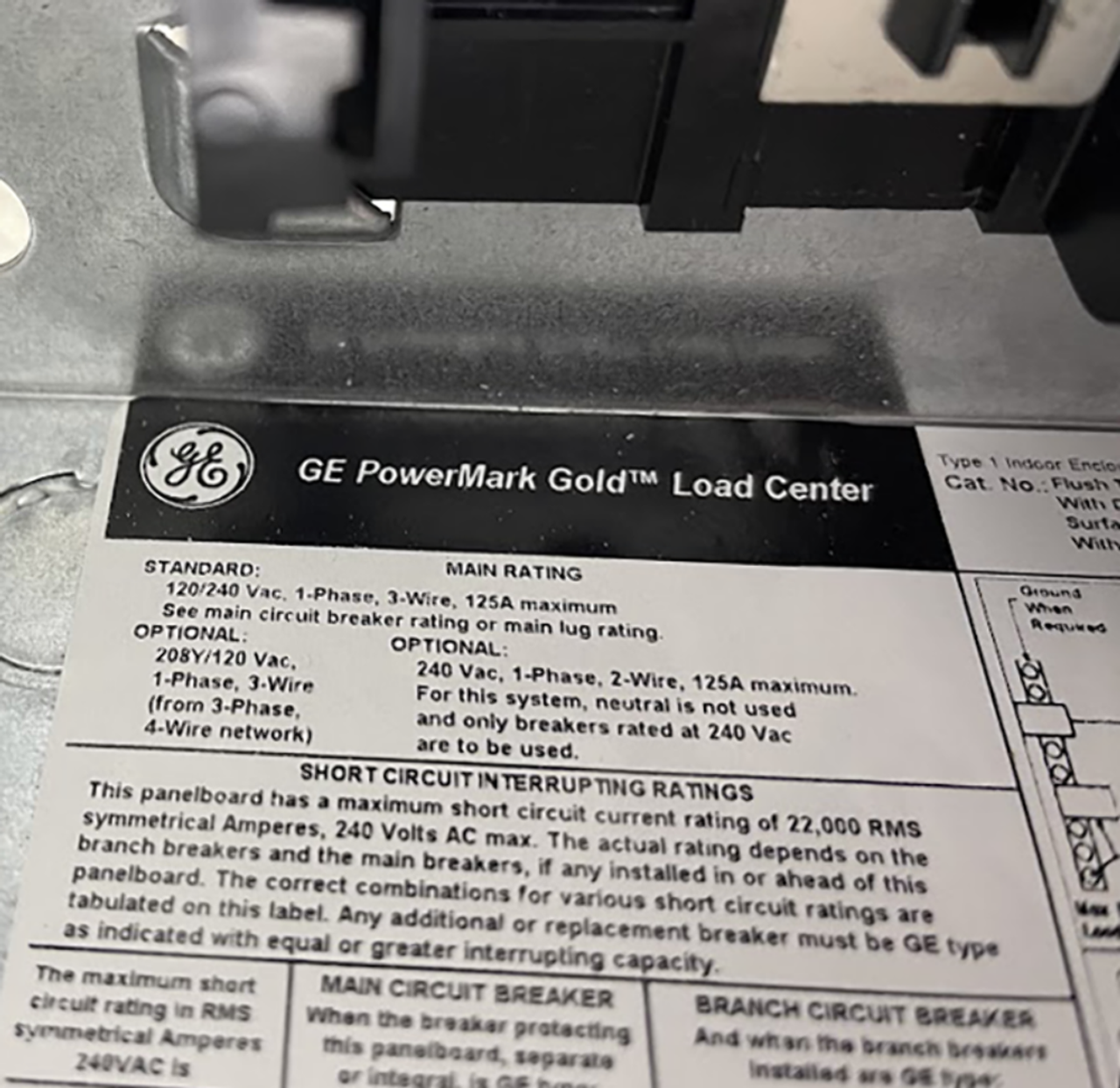 General Electric TLM812FCUD Main Lug Load Center 125A 120/240V 22kA 8 Sp NEMA 1