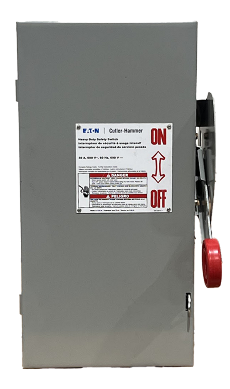 Eaton DH261FGK Fusible Disconnect Heavy Duty 30A 600V NEMA 1 2P 1Ph 2W