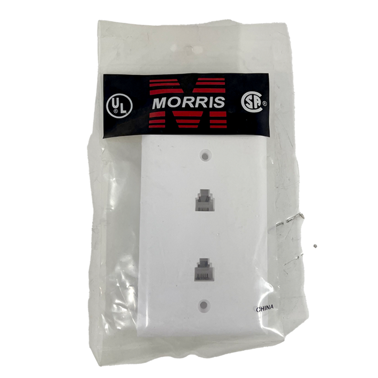 Morris 80021 White 4 Conductor Phone Jack Wall Plate