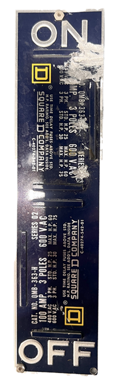 Square D QMB363H Switch 100A 600V 3P Fusible Series QMB