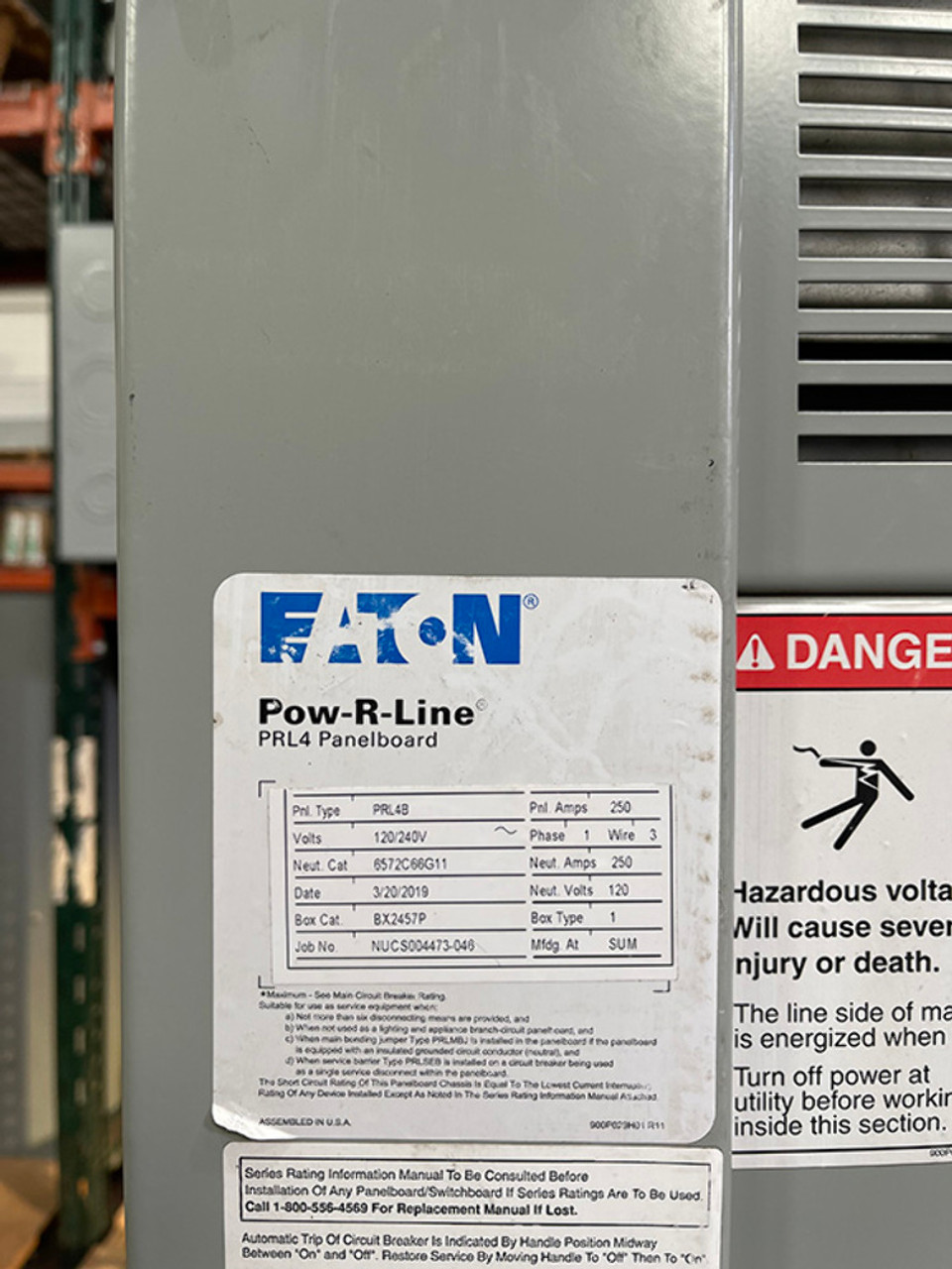 Eaton PRL4B Pow-R-Line Main Breaker Panelboard 250A 120/240V 1P 3W NEMA 1