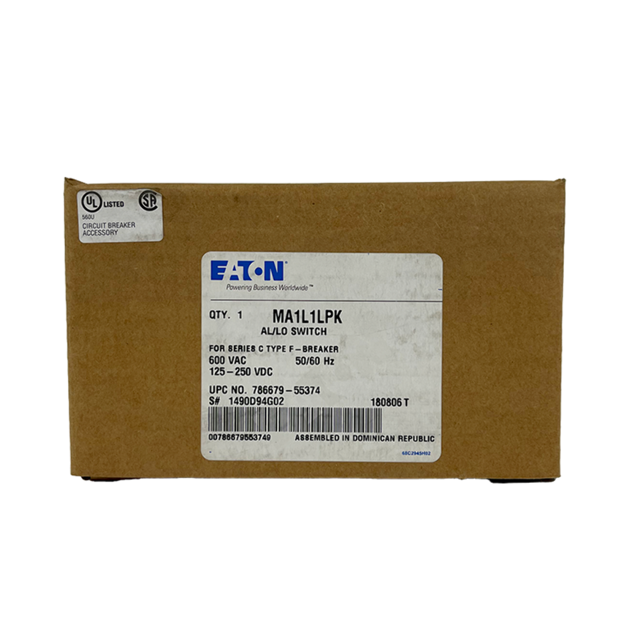 Eaton MA1L1LPK Molded Case Circuit Breaker Accessory Alarm Switch 50/60Hz 250VDC