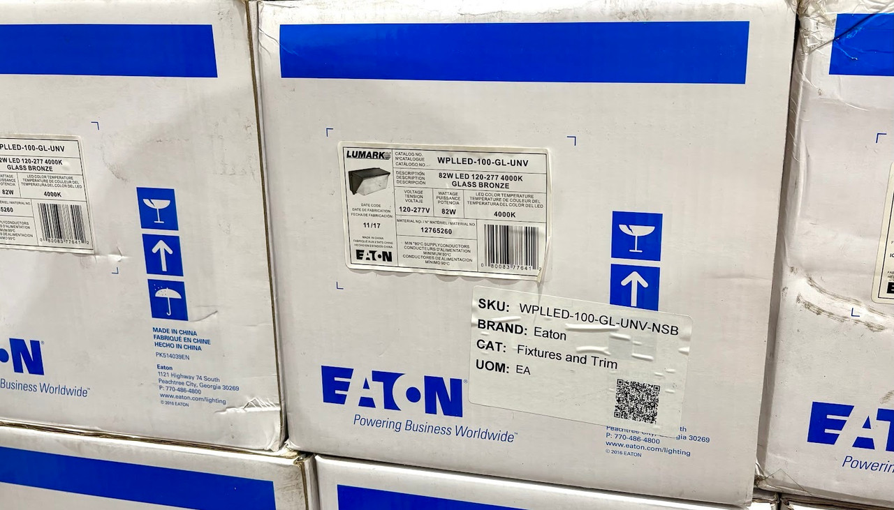 Eaton Lumark WPLLED-100-GL-UNV Glass Bronze Wallpack 120-277v 4000K 82W LED