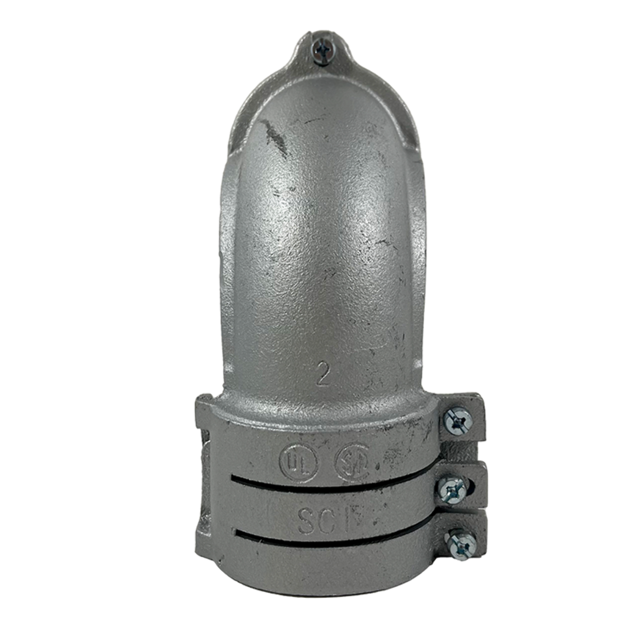 YAGI 856 90 Degree Squeeze Connector 2 Inch Zinc Electroplated Malleable Iron
