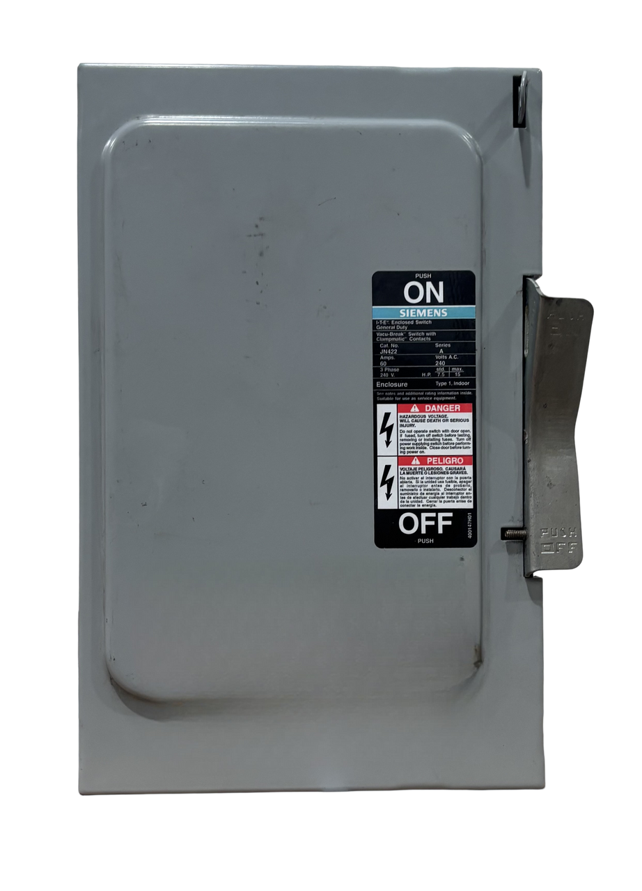 Siemens JN422 Fusible Disconnect Vacu-Break 60A 240V NEMA 1 3P 3Ph