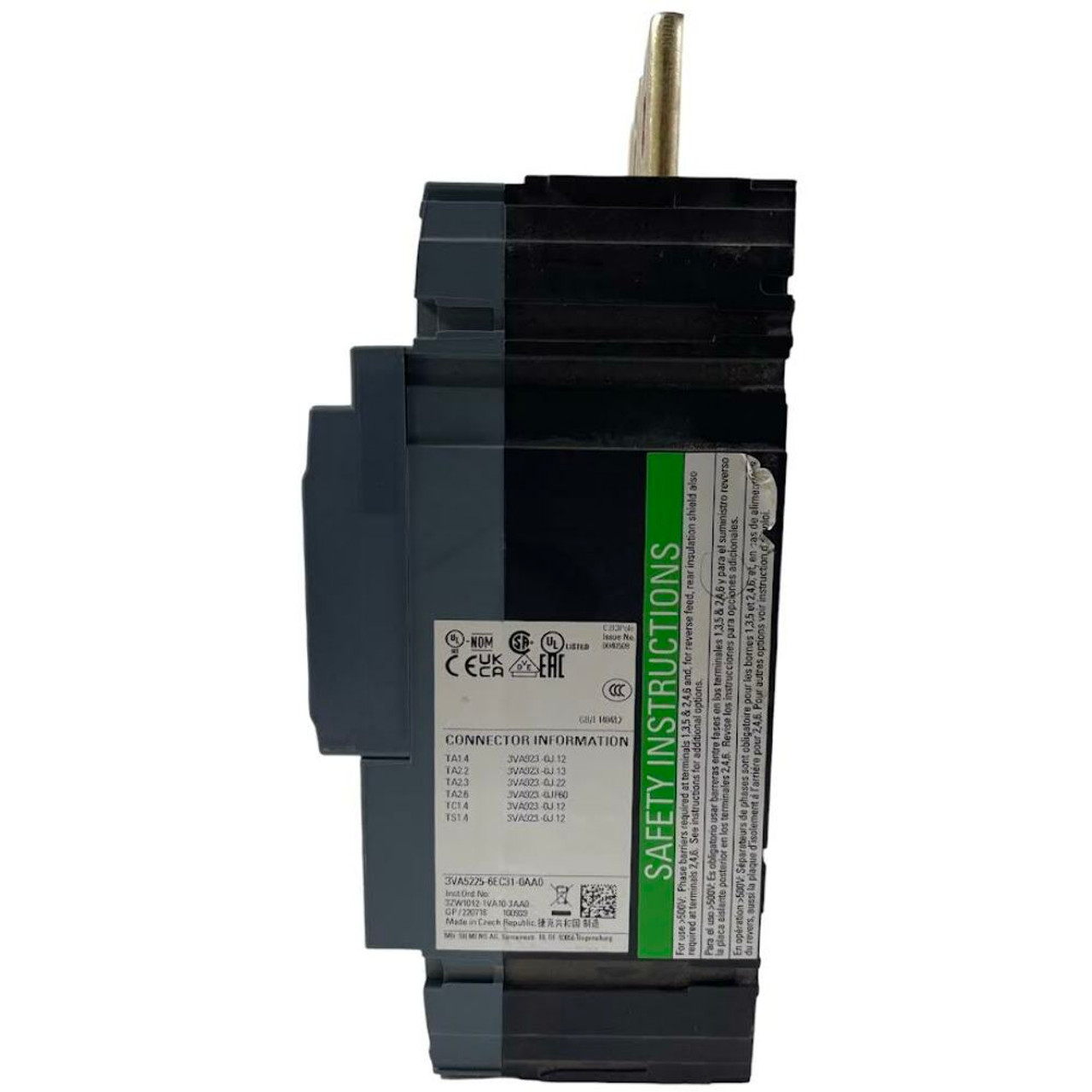 Siemens 3VA5225-6EC31-0AA0 Breaker 250A 600V 3P 3PH 25kA