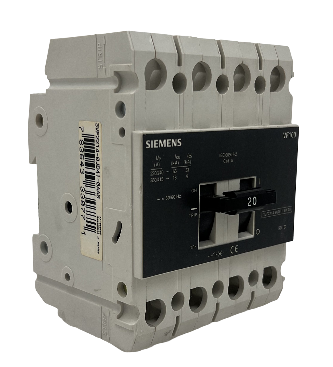 Siemens 3VF2214-0JD41-0AA0 Circuit Breaker 20A 240/415V 4P