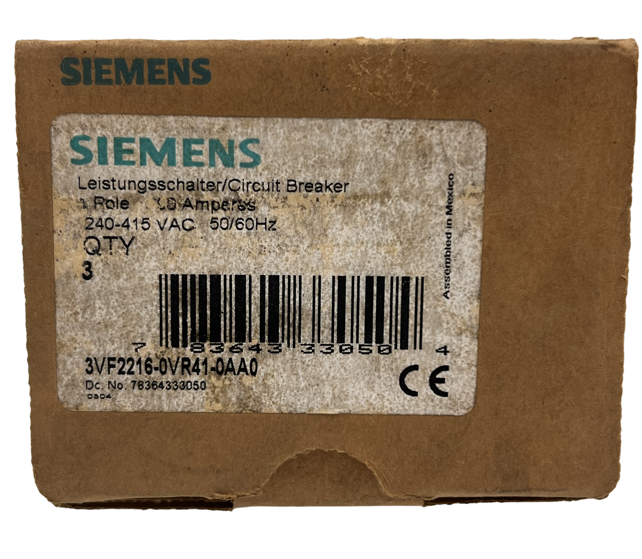 Siemens 3VF2216-0VR41-0AA0 Circuit Breaker 90A 240/415V 1P