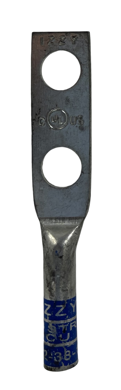 Izzy i62-38-1 Compression Lug 6 AWG 2-Hole 3/8 Inch Stud Copper Blue