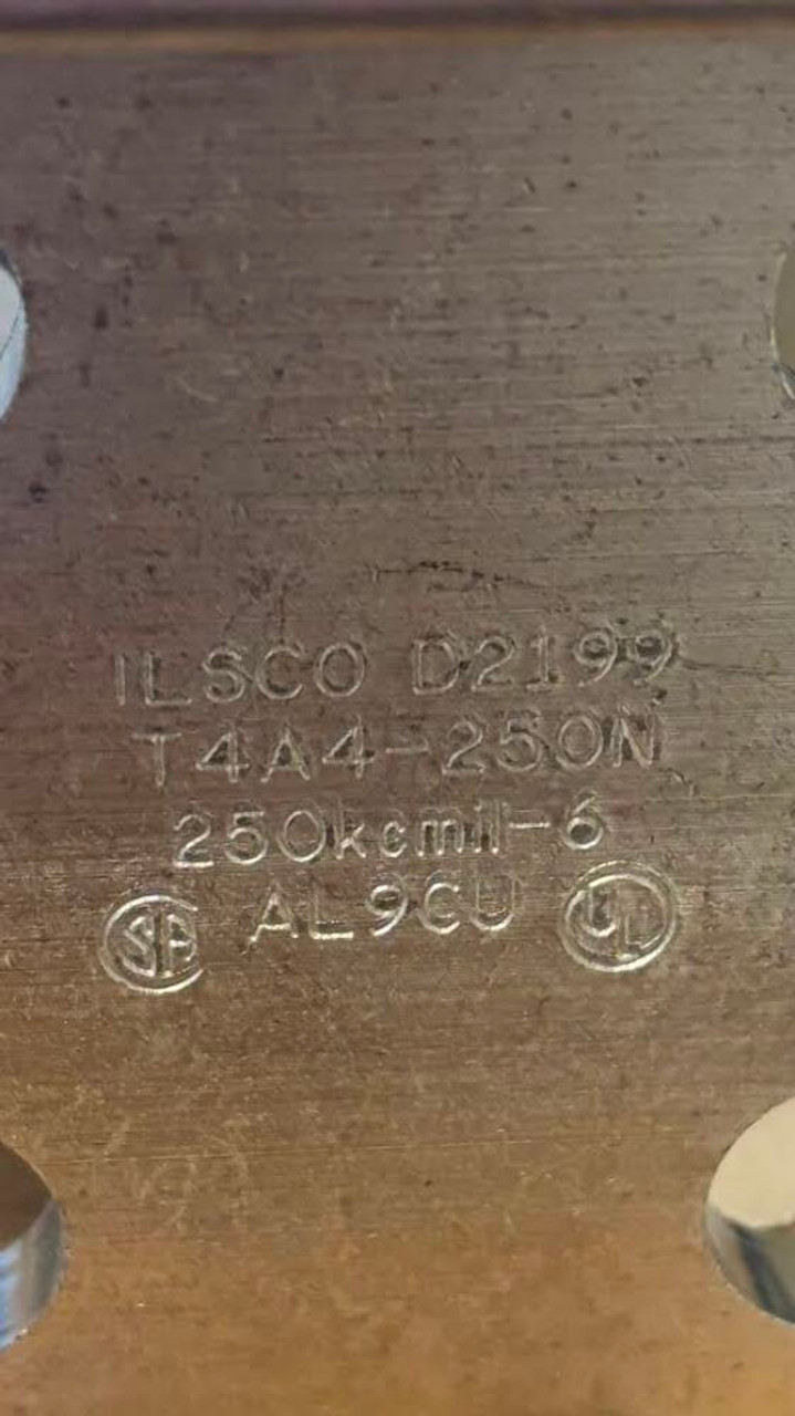 ILSCO T4A4-250N Mechanical Lug,  250-6, 4 Ports, 4 Holes, 1/2" Bolt Size