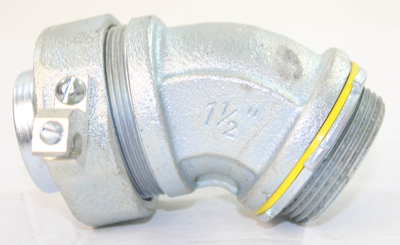 Eaton LT15045 Ground Connector Liquidtight  1 1/2-Inch 45 Degree w/Aluminum Ground Lug Non-Insulated Malleable Iron