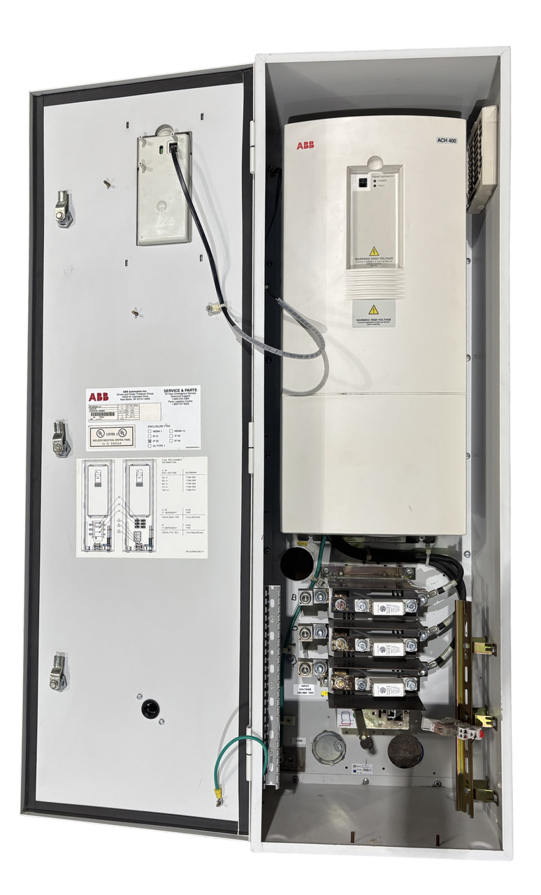 ABB ACH401607032 AC Drive 380-480V 3PH 75HP 65kA IP 22 Enclosure W/3 Bussmann 170M1369 Fuse