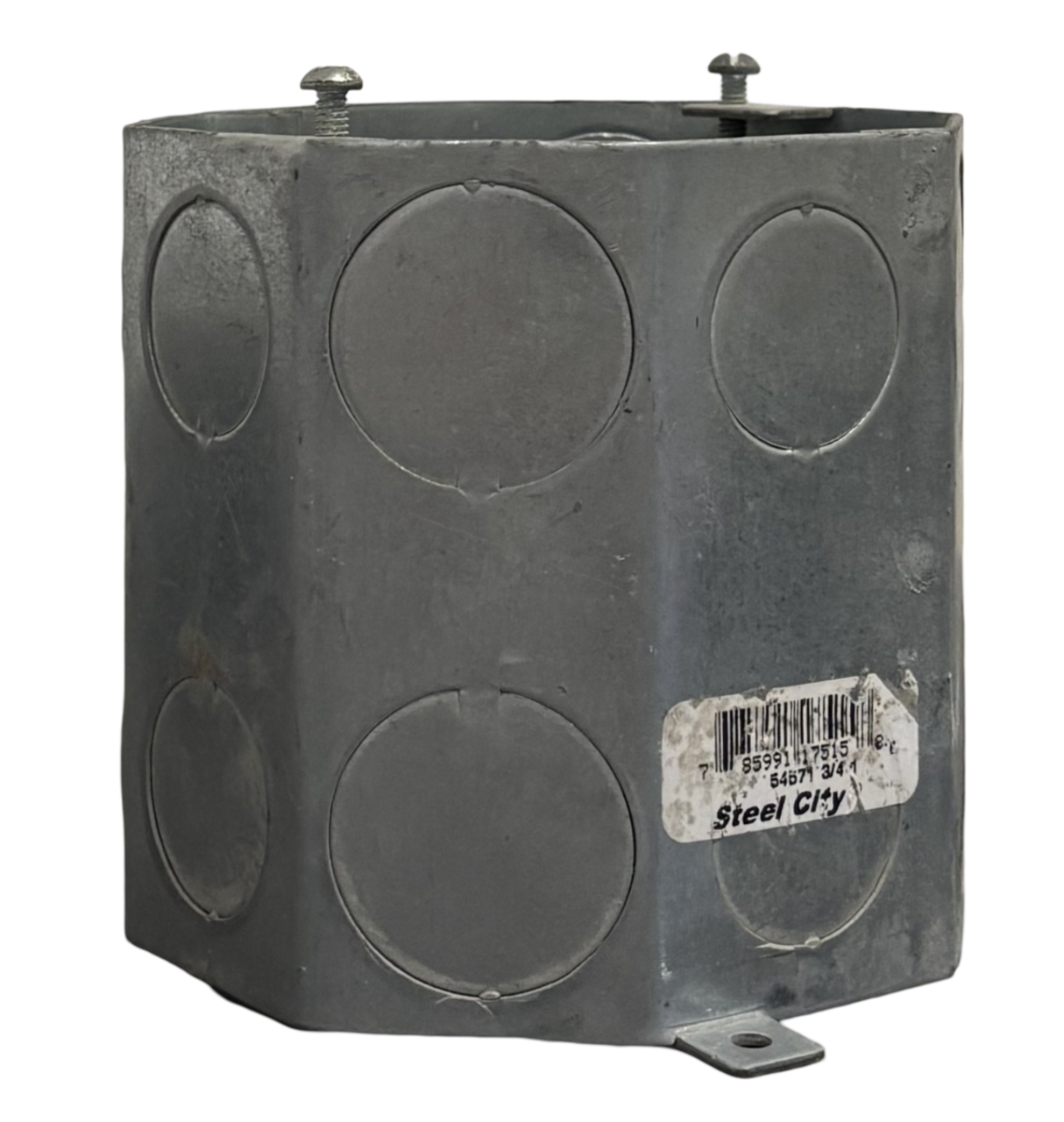 Steel City 54571-3/4-1 Octagon Concrete Box 4x4 3/4 In and 1 In KO Steel Screw/Nail On
