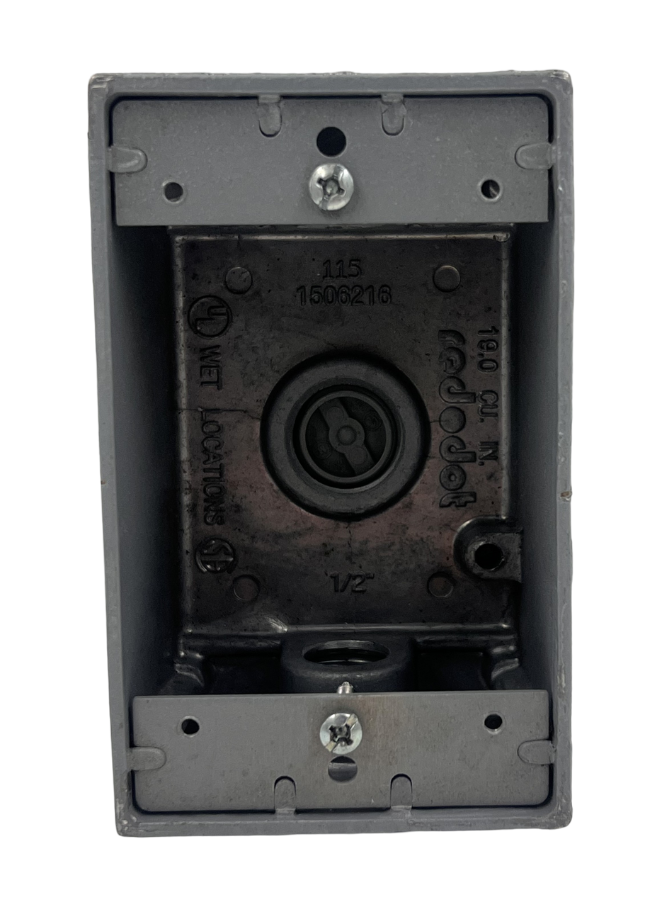Red Dot 1506216 Electrical Box 1 Gang, Hub Size: 1/2-Inch, 3 Inlets, L: 4.5-Inch, W: 2-Inch, Aluminum, Gray